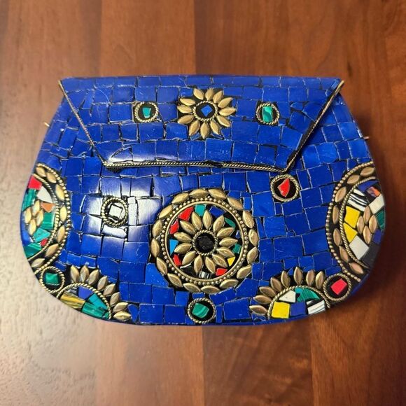 ~$139 MSRP - Ramla Bag (Official Name Unknown) - BLUE & BRASS Mosaic Tiles - Picture 1 of 5